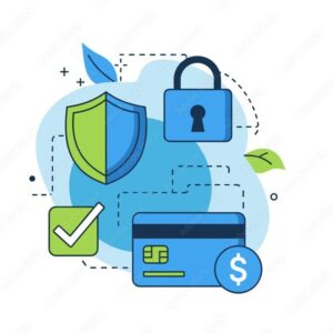 digital security and protection a modern, clean graphic, this image encapsulates the essence of financial security with an array of icons stock vector