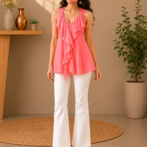 coral charm ruffle top
