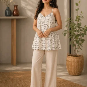 women's white polka dot cami top