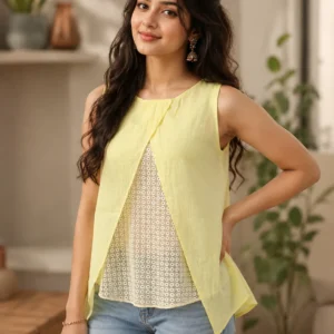 lemon yellow layered sleeveless top