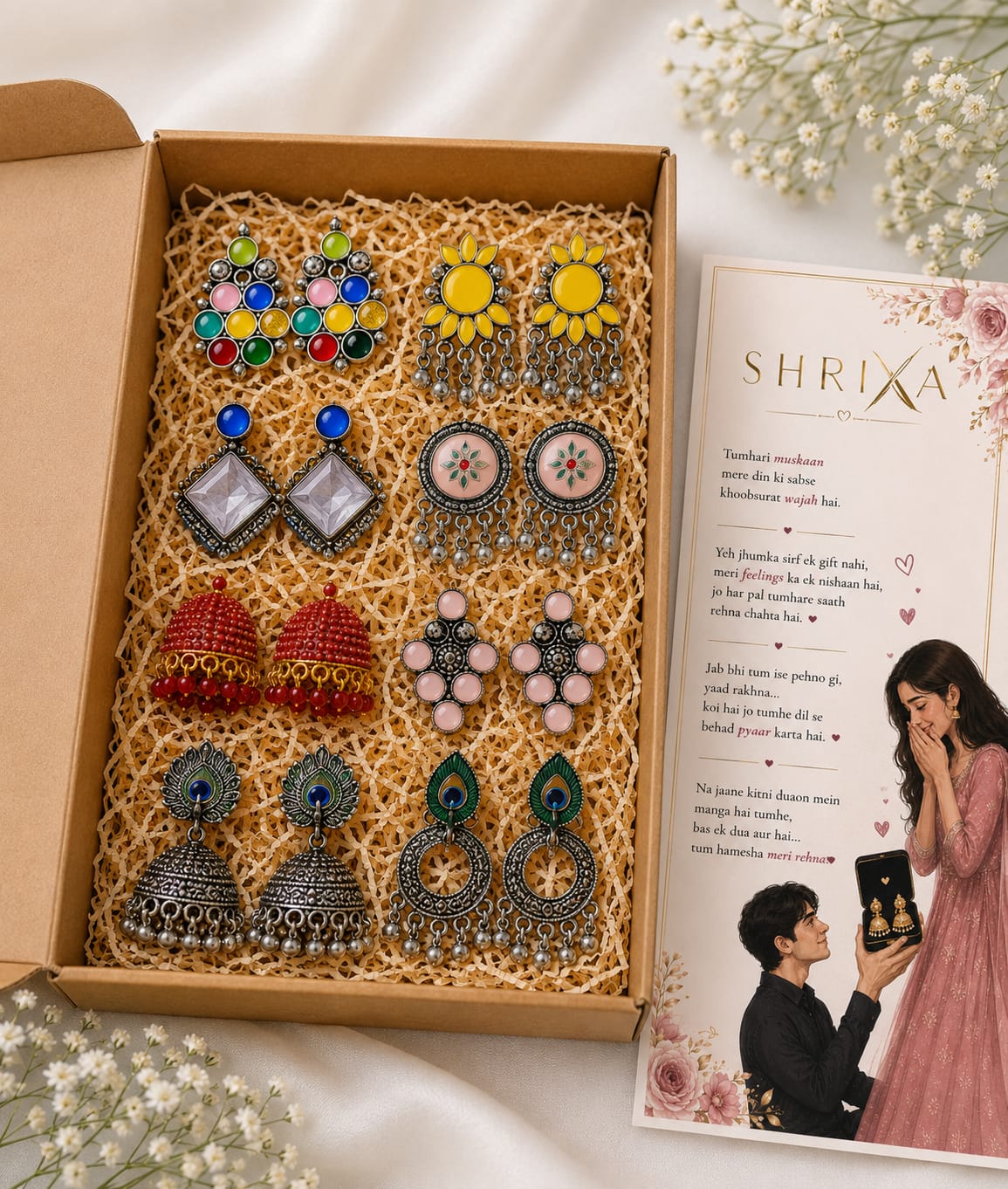 shrixa love surprise jhumka gift box with romantic message card | gift for girlfriend, wife & special someone shrixa love surprise jhumka gift box with romantic message card | gift for girlfriend, wife & special someone